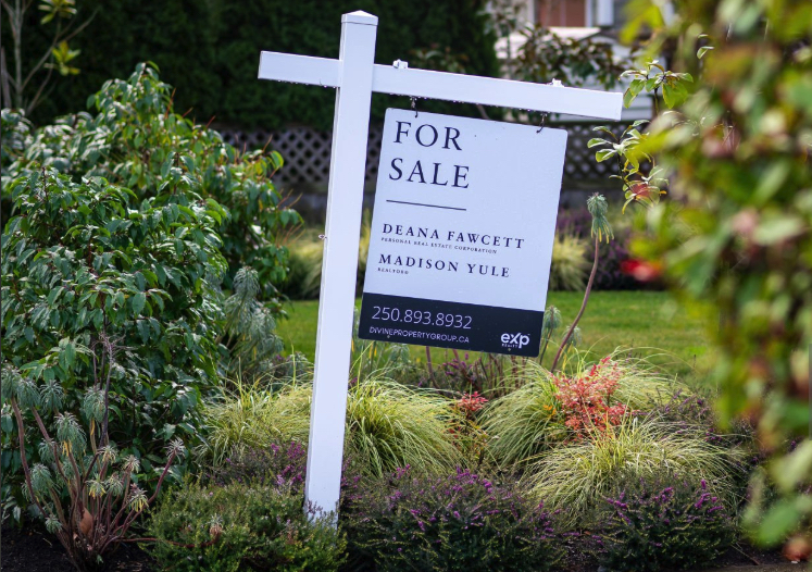 For sale sign in front of a house